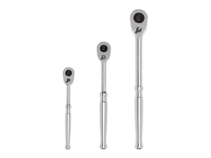 TEKTON 1/4, 3/8, 1/2 Inch Drive Quick-Release Ratchet Set (3-Piece) | SRH91100 - Image 1